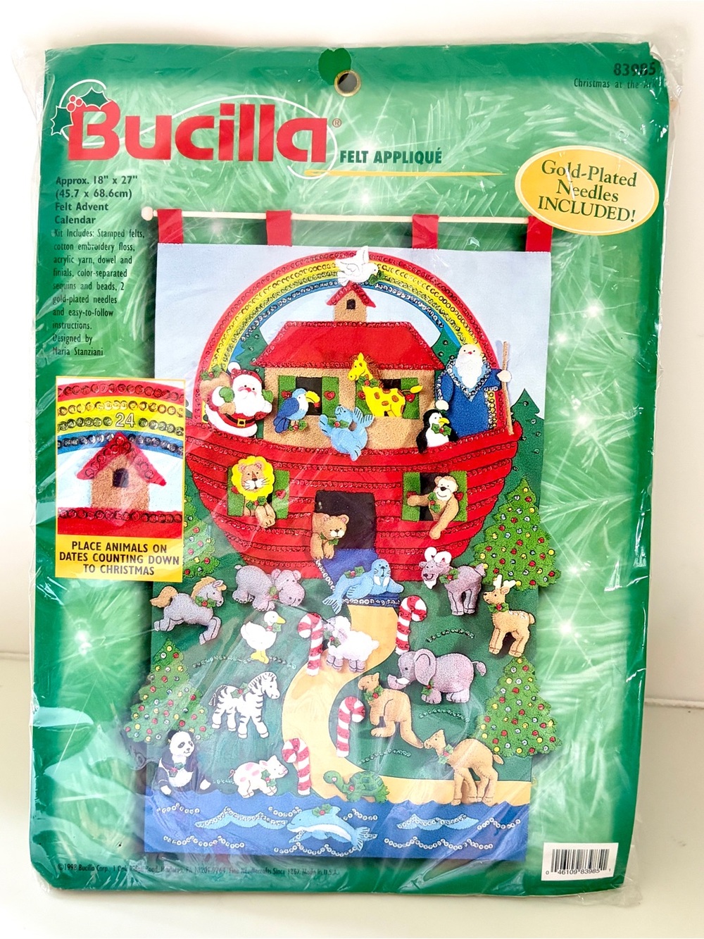 NEW Bucilla CHRISTMAS AT THE ARK 1998 Felt Advent Calendar Kit 83985